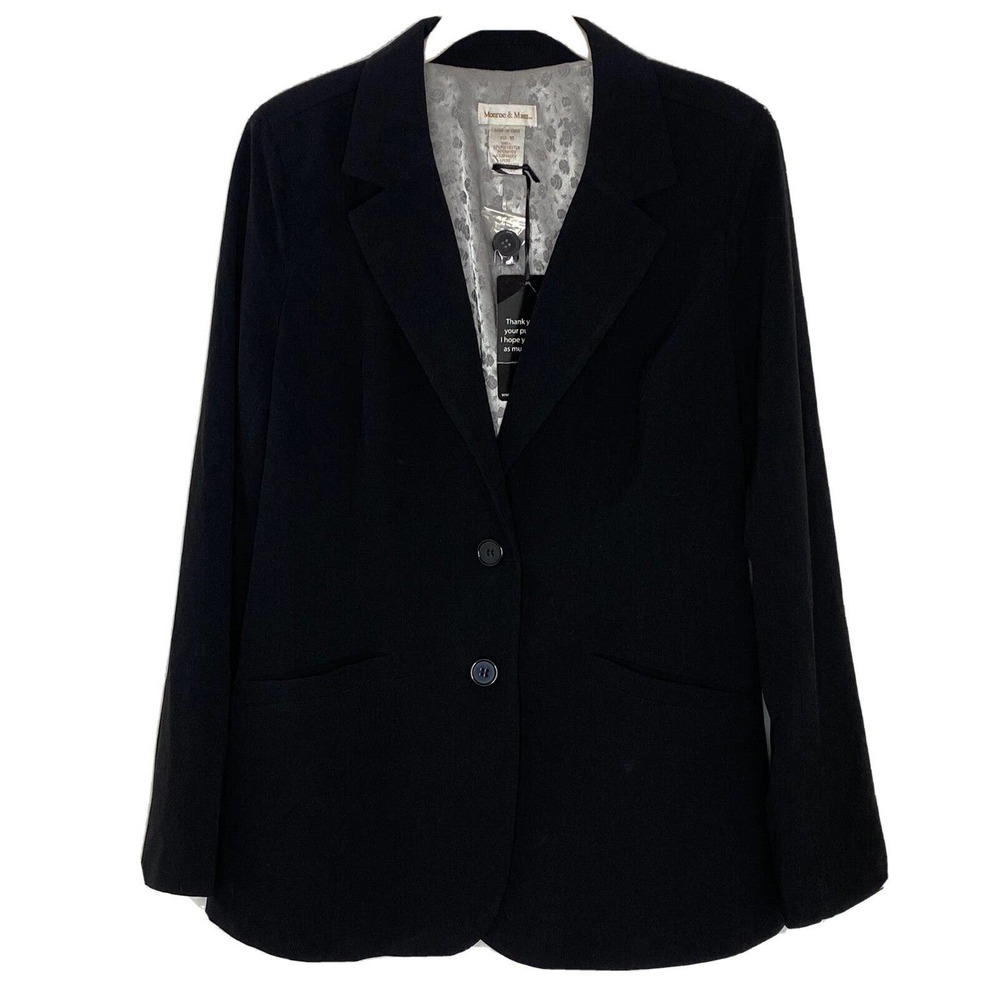 Monroe And Main Women’s Two Button Black Blazer Jacket Size 10 New